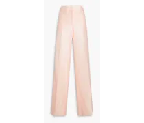 Wool and silk-blend faille wide-leg pants - Pink