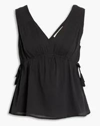 Joie Lytle bow-detailed cotton-gauze top - Black Black