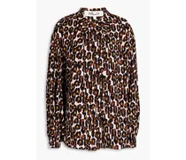 Keeva pleated leopard-print crepe de chine shirt - Animal print