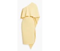 One-shoulder layered crepe dress - Yellow
