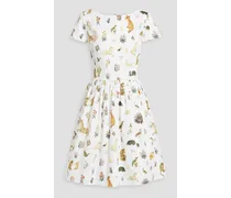 Printed cotton-poplin dress - White