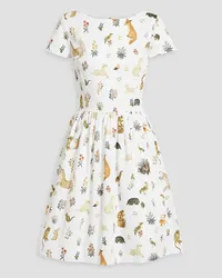 Oscar de la Renta Printed cotton-poplin dress - White White