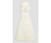 Cutout duchesse-satin midi dress - White