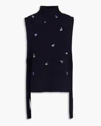 3.1 phillip lim Embellished ribbed cotton-blend vest - Blue Blue