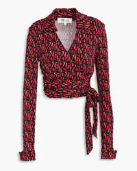 Diane von Furstenberg Bobbie printed jersey wrap top - Pink Pink