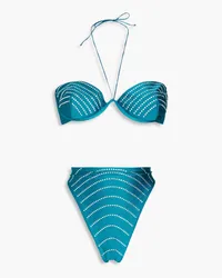 Oséree Gem crystal-embellished halterneck bikini - Blue Blue