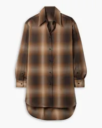 Maison Margiela Double Way cutout checked twill shirt - Brown Brown