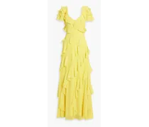 Ruffled crepe maxi dress - Yellow