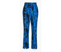 Wilder printed cady straight-leg pants - Blue