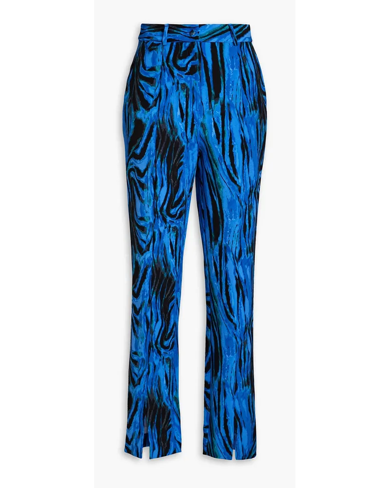 Diane von Furstenberg Wilder printed cady straight-leg pants - Blue Blue