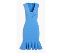 Fluted pleated crepe dress - Blue