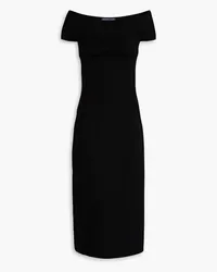 Zeynep Arcay Off-the-shoulder cutout ruched stretch-knit midi dress - Black Black