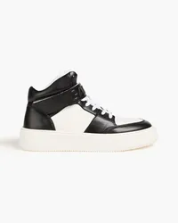 Ganni Two-tone faux leather high-top sneakers - Black Black