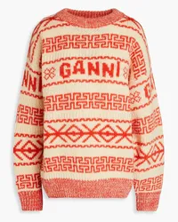 Ganni Jacquard-knit wool sweater - Red Red