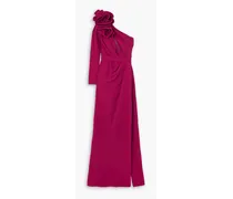 One-sleeve draped cady gown - Burgundy