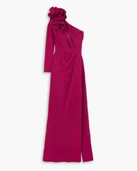 Elie Saab One-sleeve draped cady gown - Burgundy Burgundy