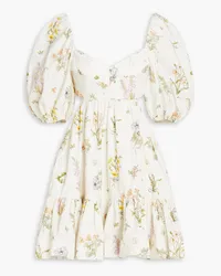 Zimmermann Cutout floral-print cotton-blend seersucker mini dress - White White