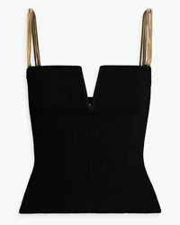 GALVAN Ophelia chain-embellished ribbed-knit top - Black Black