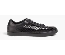 Helena mesh and leather sneakers - Black