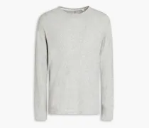 Mélange waffle-knit cotton T-shirt - Gray