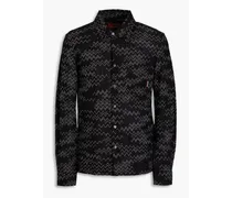 Crochet-knit cotton-blend shirt - Black