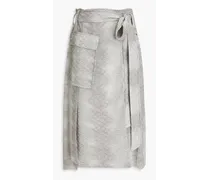 Snake-print crepe midi wrap skirt - Animal print