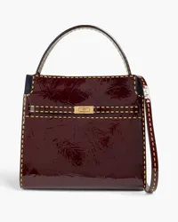 Tory Burch Crinkled glossed-leather tote - Burgundy Burgundy