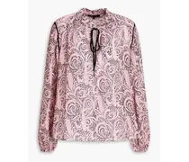 Metallic paisley-print voile blouse - Pink