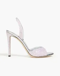 Giuseppe Zanotti Glittered metallic woven slingback sandals - Pink Pink