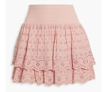 Alice Olivia - Bethie tiered broderie anglaise mini skirt - Pink