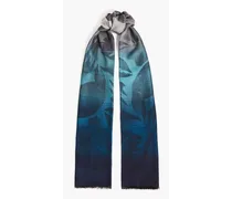 Frayed jacquard scarf - Blue