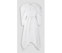 Fiona crochet-trimmed linen midi dress - White