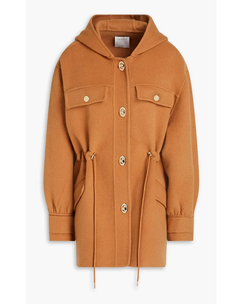 Sandro Wool-felt hooded jacket - Brown Brown