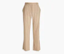Talia striped wool-blend twill kick-flare pants - Neutral