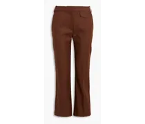 Mélange wool-twill straight-leg pants - Brown