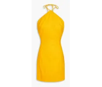 Jordana linen-blend halterneck mini dress - Yellow