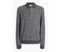 Ribbed merino wool polo sweater - Gray