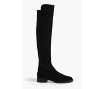 City suede and neoprene over-the-knee boots - Black
