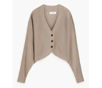 Cropped draped knitted cardigan - Neutral