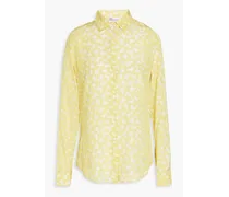 Printed silk crepe de chine shirt - Yellow