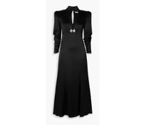 Crystal-embellished cutout silk-satin maxi dress - Black
