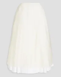 KHAITE Luca layered poplin and silk-blend organza midi skirt - White White