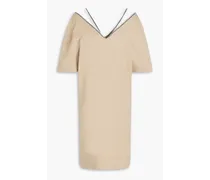 Bead-embellished cotton-blend jersey mini dress - Neutral