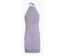 Knitted halterneck mini dress - Purple
