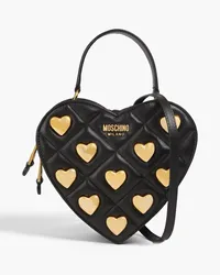 Moschino Quilted embellished leather tote - Black Black