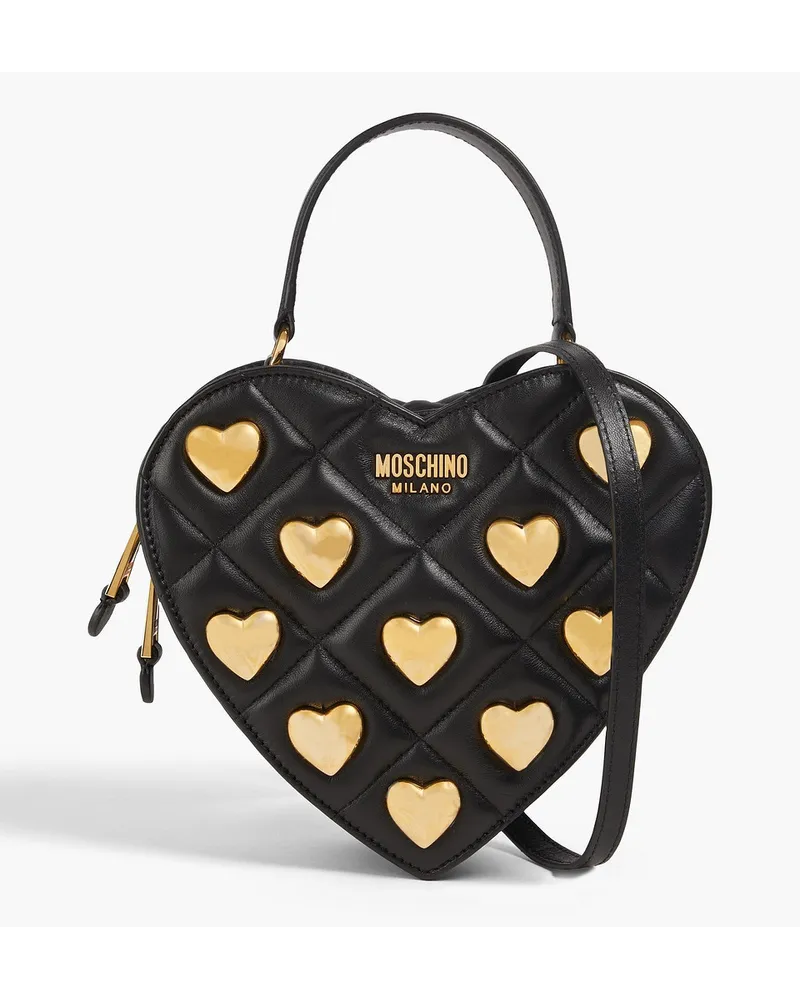 Moschino Quilted embellished leather tote - Black Black