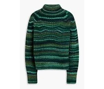Metallic intarsia-knit sweater - Green