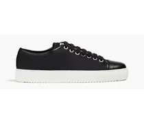 Faux leather and mesh sneakers - Black