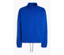 Cotton-blend fleece half-zip sweatshirt - Blue