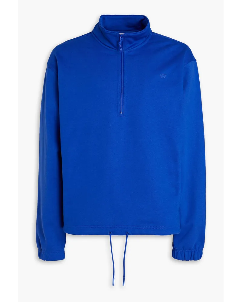 adidas Cotton-blend fleece half-zip sweatshirt - Blue Blue